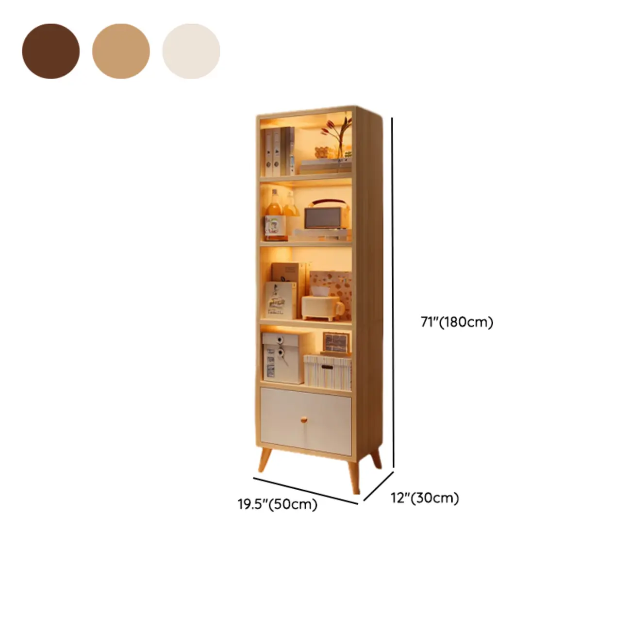 Modern Rectangular Bookshelf with Drawers