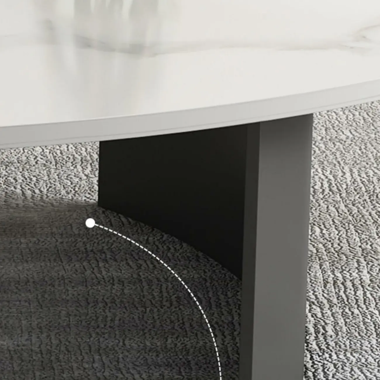 Oval Stone Top Scratch Resistant Iron Base Coffee Table