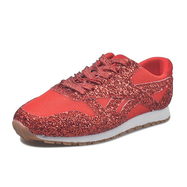 Women's Trainers Athletic Shoes Sneakers Sequins Plus Size Bling Bling Sneakers Outdoor Daily Summer Sequin Platform Flat Heel Round Toe Sporty Classic Casual Tennis Shoes Walking Shoes Mesh Lace-up - Deanwangkt
