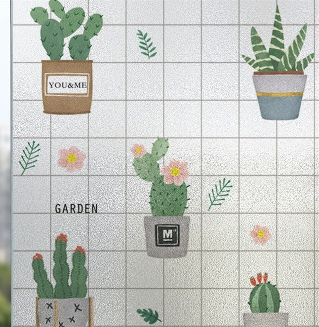 HULIANFU Landscape pastoral pattern window frosted glass sticker opaque toilet anti-lighting bathroom film anti-peep shading window paper - Deanwangkt