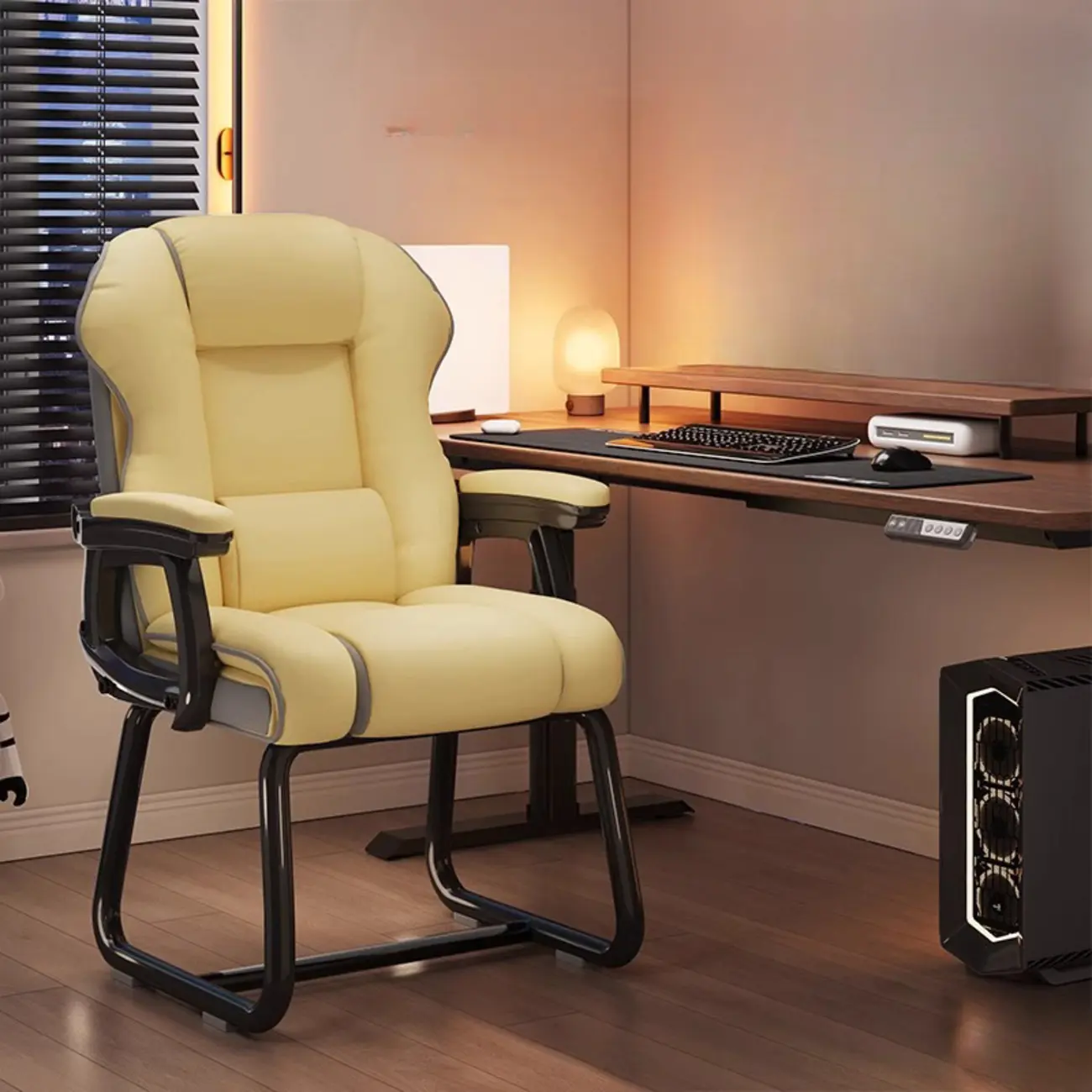 Yellow High-Back Leather Ergonomic Executive Chair