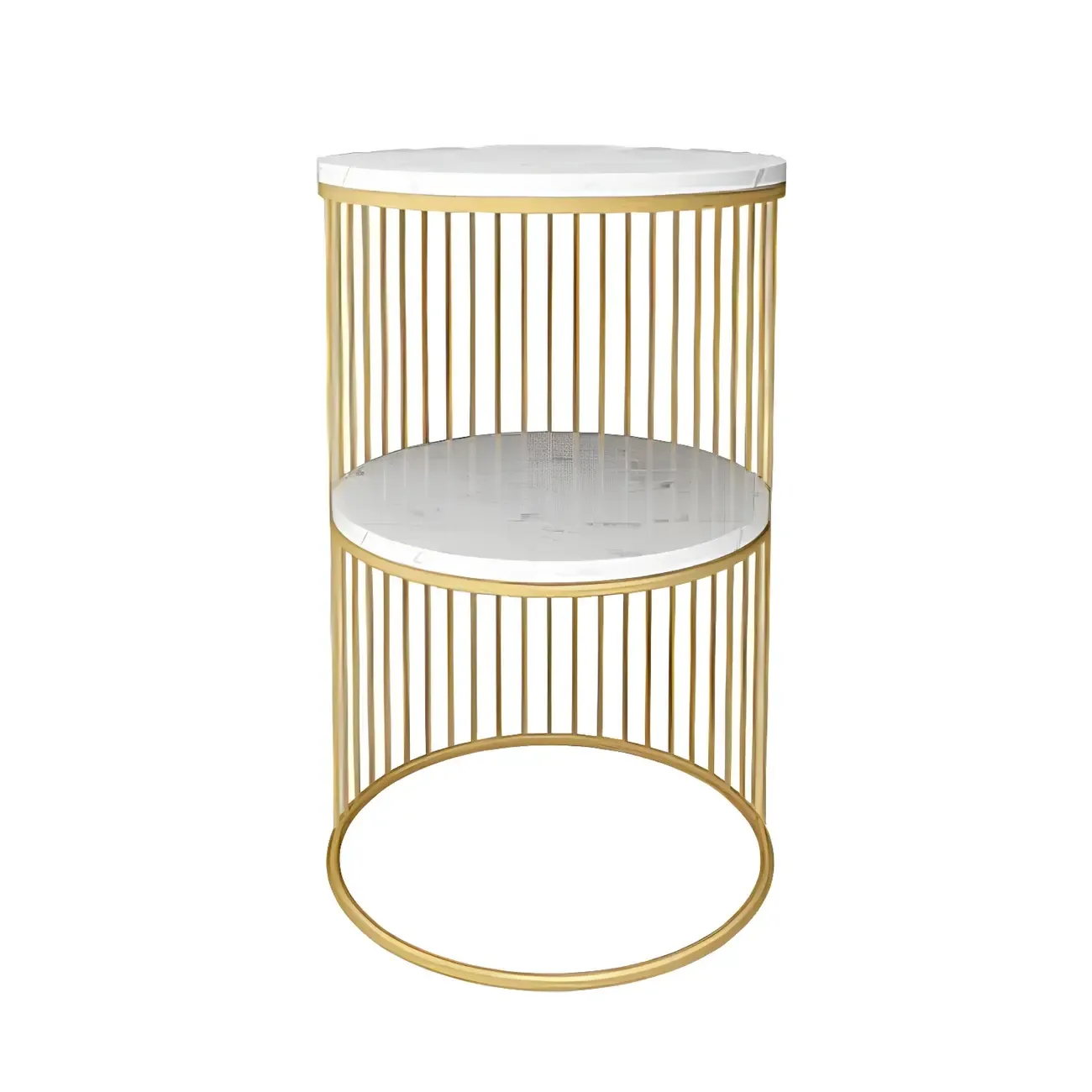 Modern Metal Bedside Table with Open Shelf in Cylindrical Shape