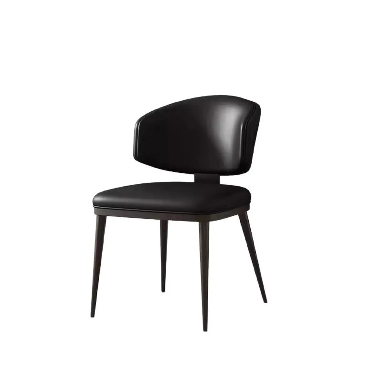 Modern Upholstered Dining Chair Low Back Steel Legs