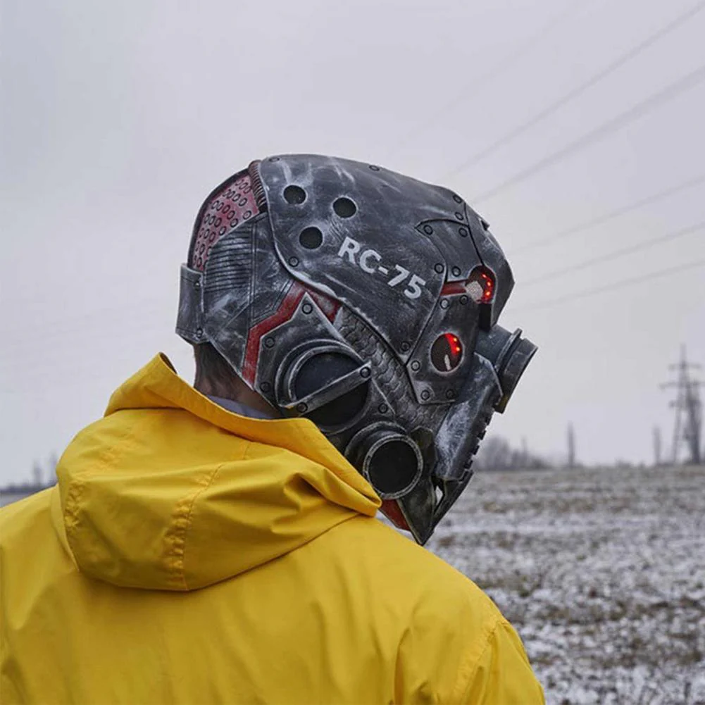 HULIANFU Punk Masque Helmet Halloween Cosplay Natural Latex Full Head Mask Steampunk Robot Masque Headgear Halloween Costume Props - Deanwangkt