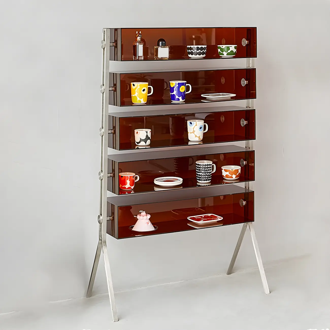 Tan Open Modern Acrylic Display Cabinet