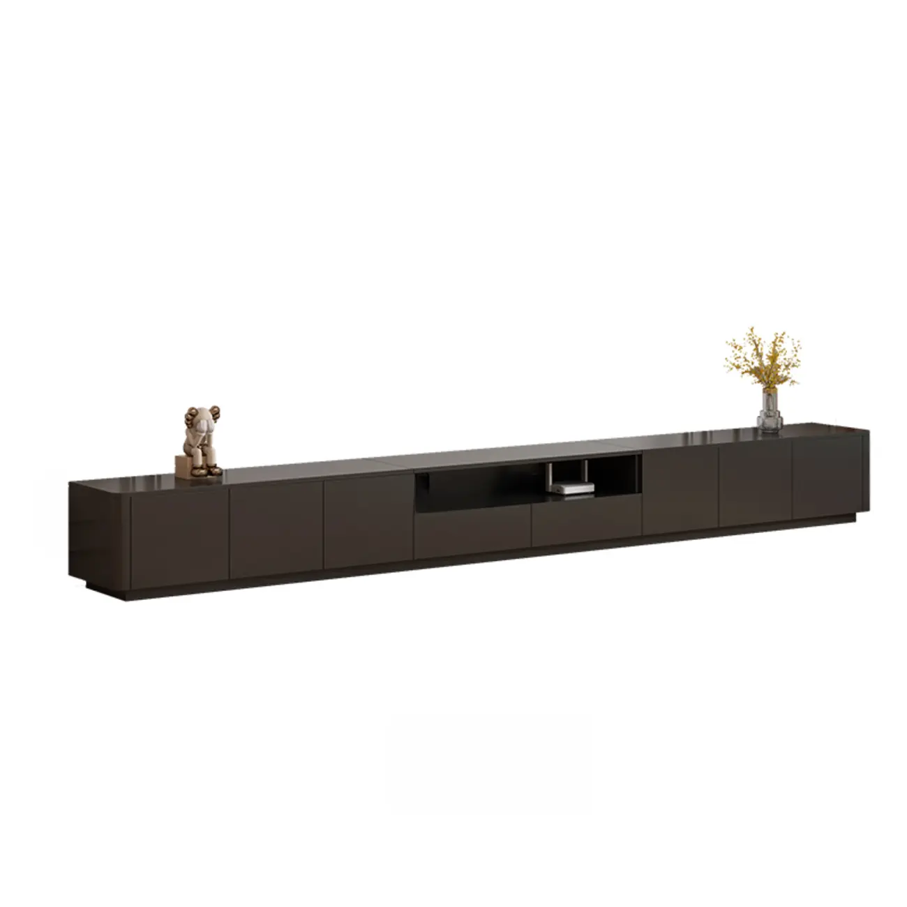 Modern Black Wooden TV Stand with Cable Management