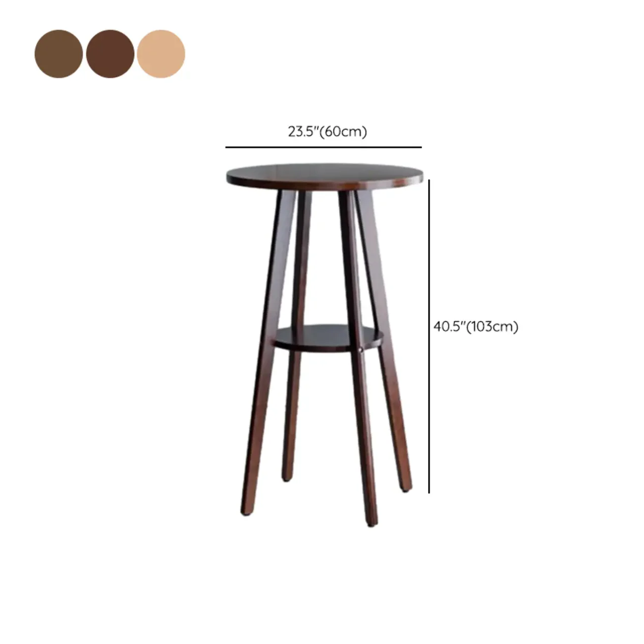 Scandinavian Rubberwood Round Bar Tables with Shelf