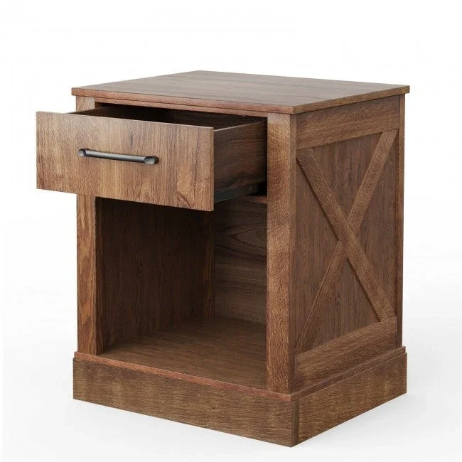 Compact Nightstand with Drawer and Shelf