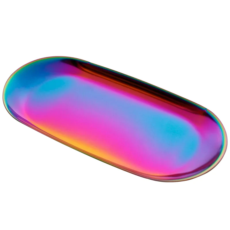 HULIANFU Nordic Oval Electroplated Metal Stainless Steel Swing Plate Creative Home Decoration Fruit Tray Tea Tray Storage Tray - Deanwangkt