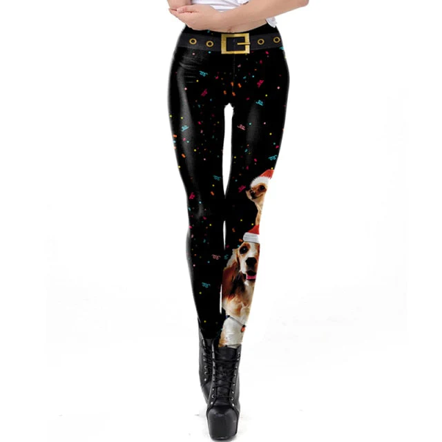 Women Leggings Fashion 3D Digital Printing Christmas Leggings Funny Sexy Printed Elastic Christmas Skinny Leggings Gothic - Deanwangkt