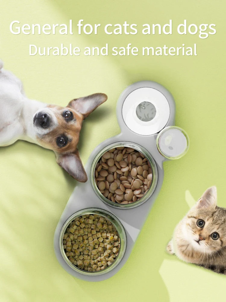 HULIANFU Pet Cat Bowl Automatic Feeder Dog Cat Food Bowl With Water Fountain Double Bowl Drinking Raised Stand Dish Bowls For Cats - Deanwangkt