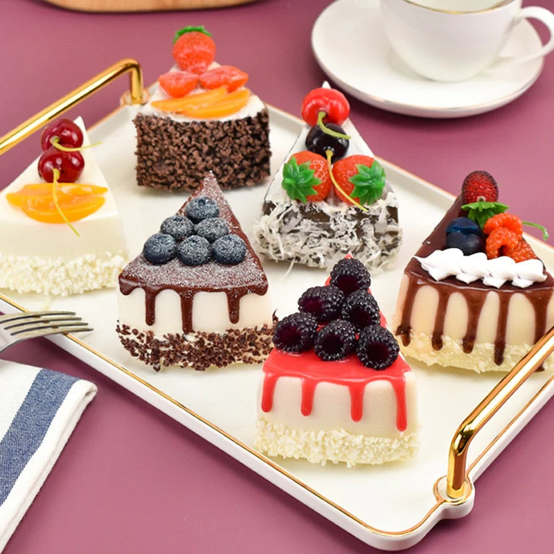 HULIANFU Simulation Cake Artificial Bread Cake Home Decoration Display Wedding Sweet Decortion 6pcs - Deanwangkt