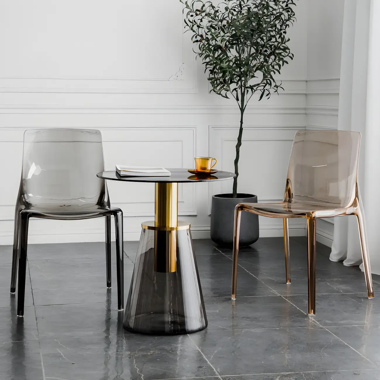 Amber Acrylic Armless Low Back Dining Chair