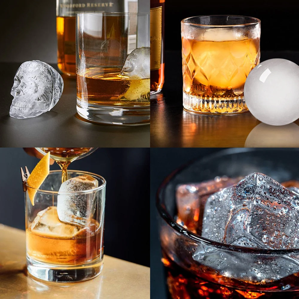 HULIANFU SILIKOLOVE Square Skull Ice Cube Maker Ice Ball Mold Silicone Ice Cube Trays for For Party Bar Summer Whisky Drinks - Deanwangkt