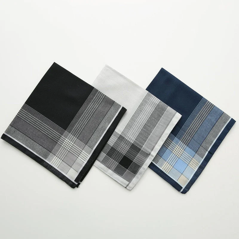HULIANFU Men  Fashion Business Pure Cotton Jacquard Plaid Handkerchief Out Camping Picnic Eating Clean Portable Pocket Towel Harajuku - Deanwangkt