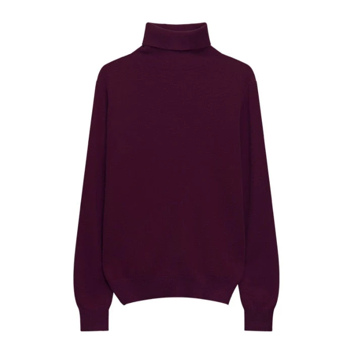 Hulianfu Winter High Quality Wwomen's Wool Sweater Solid Color High-neck Pullover Long-sleeved Knit Top - Deanwangkt