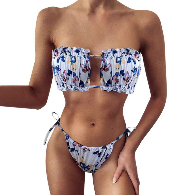 Women High Waist Bikini Sexy Swimsuit Swimwear Female Bandeau Thong Brazilian Biquini Bikini Set Bathing Suit Bather - Deanwangkt