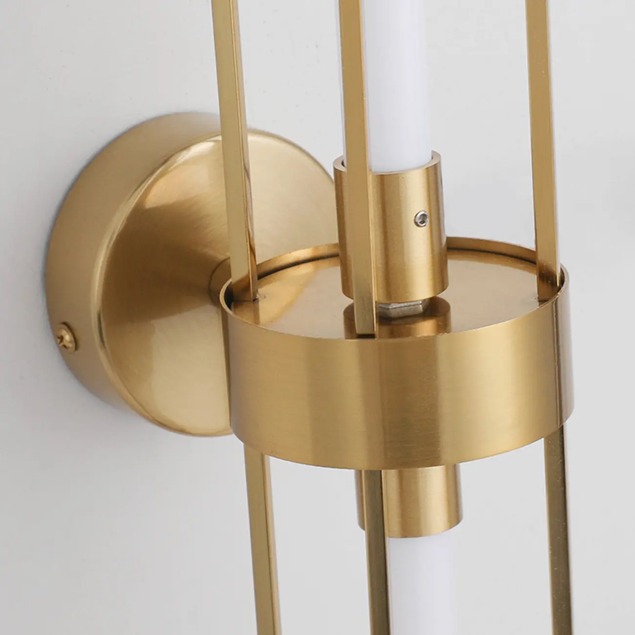 Gold Cylinder Wall Sconce Lamp with 2 LED Bulbs Warm Light