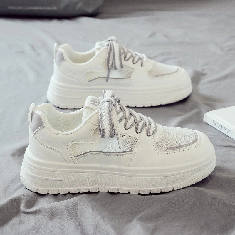 Designer Platform Running Sneakers Women  Tennis shoes Woman Walking Chunky Sneakers white Casual Slip on Vulcanized Shoes - Deanwangkt