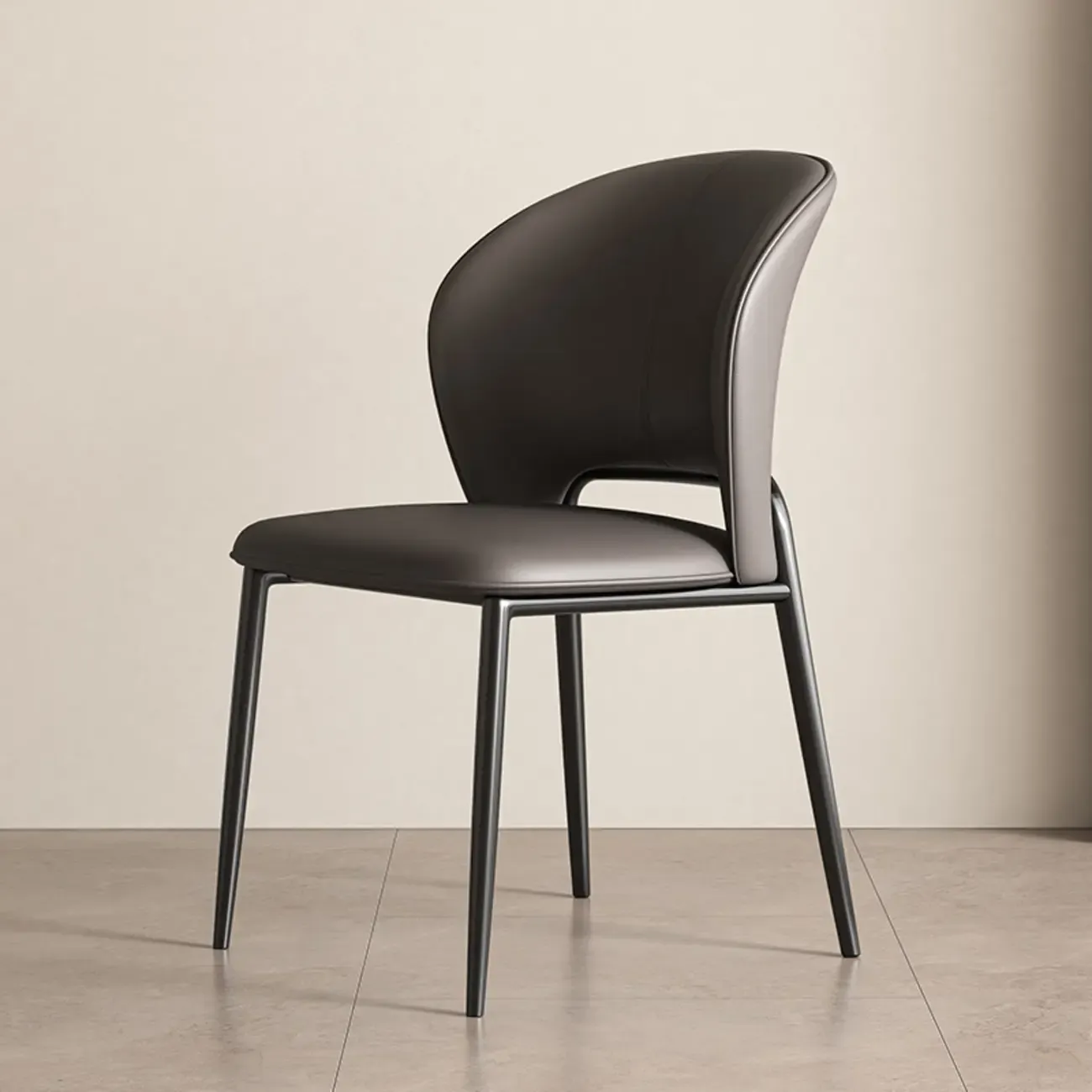 Modern Faux Leather Curved Low Back Dining Chair