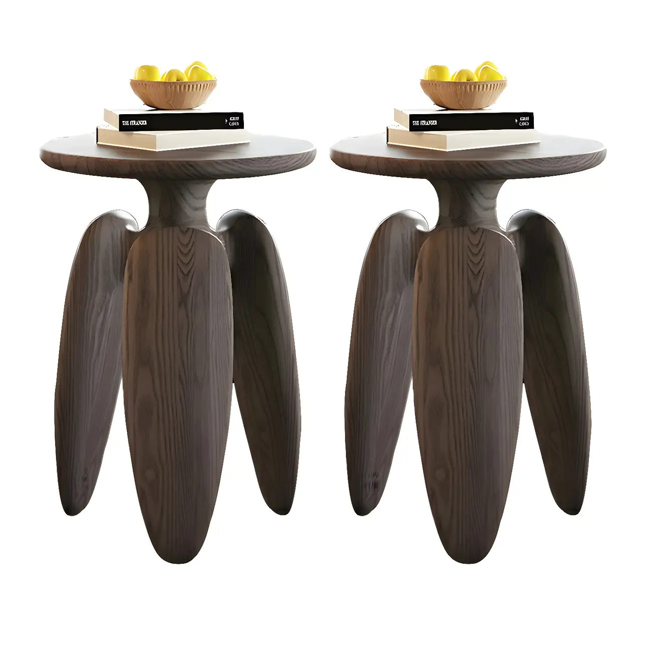 Natural Ash Wood Round Living Room Side Table Three Legs