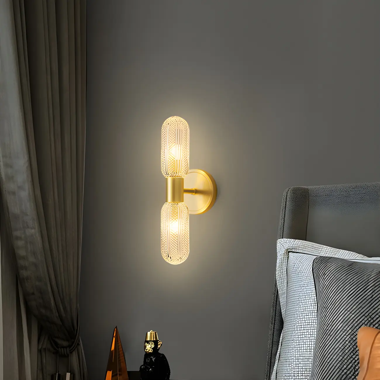 Unique Gold Up Down Wall Mounted Prismatic Glass Vanity Light