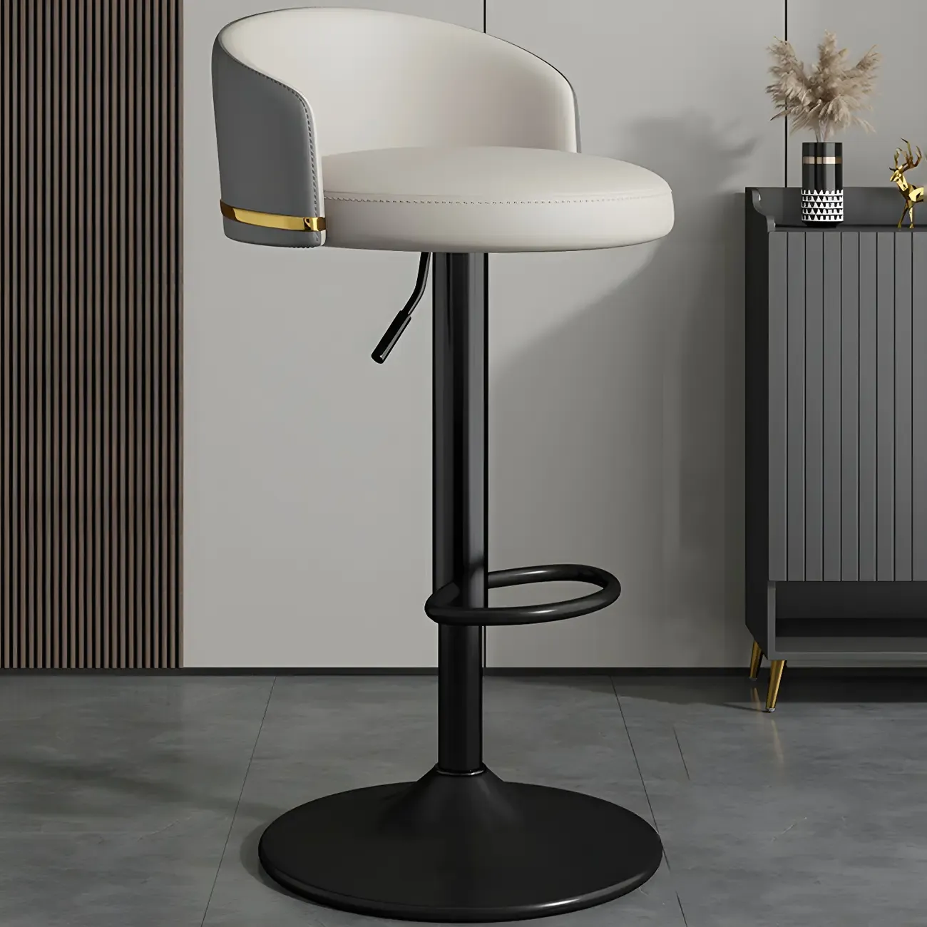 24 Inch Faux Leather Bar Stool Height Adjustable Modern