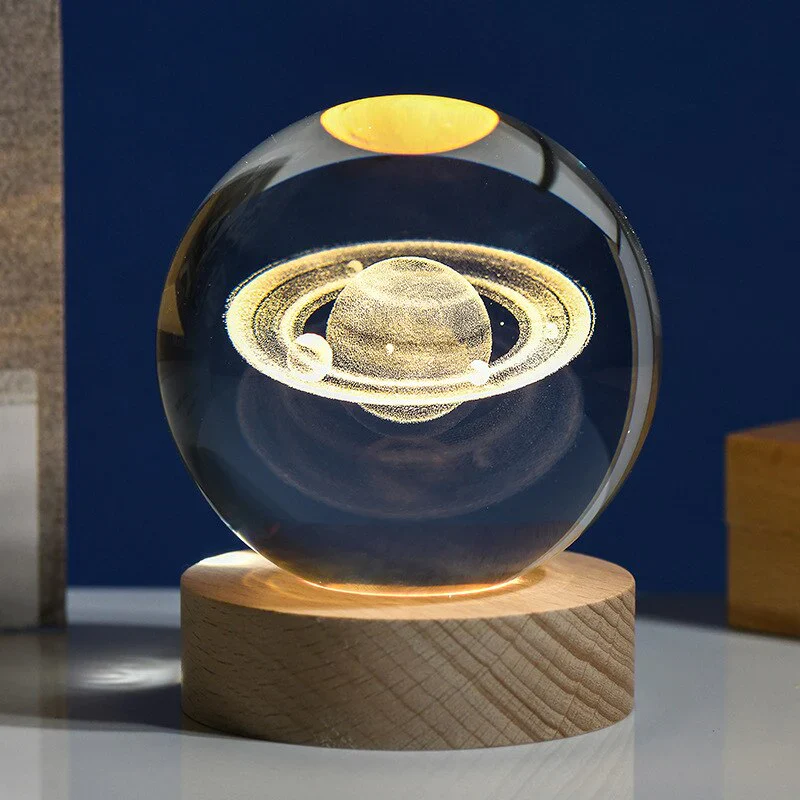 HULIANFU New 80mm K9 Crystal Solar System Planet Globe 3D Laser Engraved Sun System Ball with Touch Switch LED Light Base Astronomy Gifts - Deanwangkt