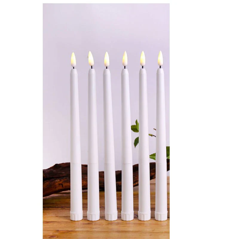 HULIANFU Pack of 6 Black/White LED Birthday Candles,Yellow/Warm White Plastic Flameless Flickering Battery Operated LED Halloween Candles - Deanwangkt