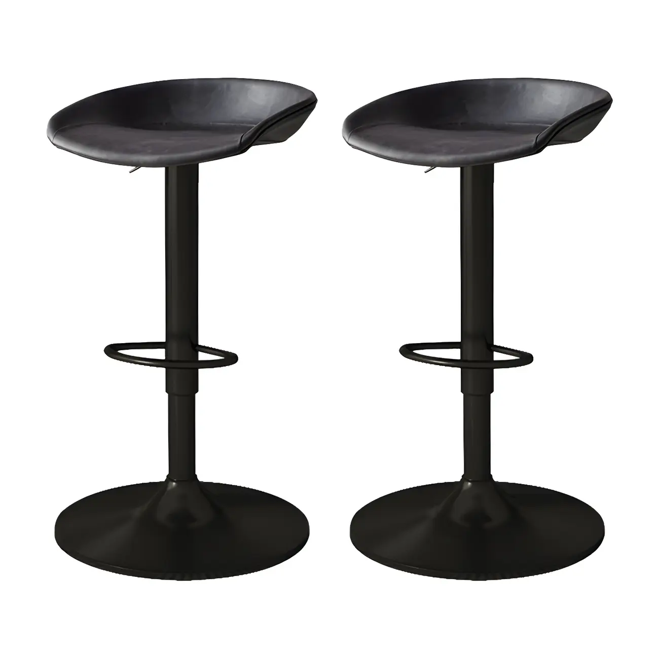 Modern Leather Black Pedestal Swivel Adjustable Bar Stool