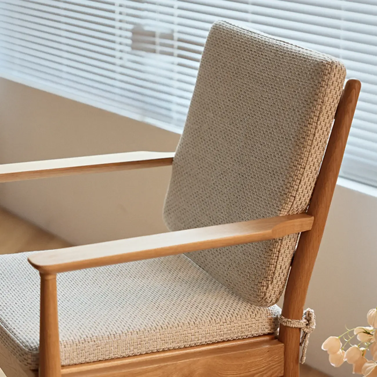 Scandinavian Upholstered Arm Wooden Dining Chair