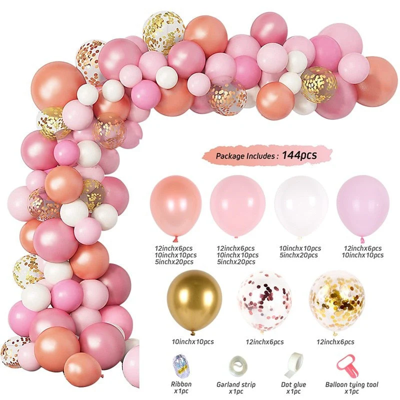 HULIANFU Macaron Pink Balloon Garland Arch Kit Wedding Birthday Party Decoration Kids Globos Rose Gold Confetti Latex Ballon Baby Shower - Deanwangkt