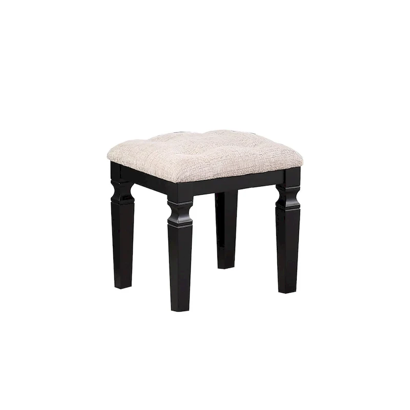 Fabric and Wood Vanity Set with Stool