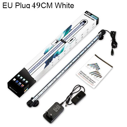 HULIANFU Waterproof LED Aquarium Lights Fish Tank Light Bar Blue/White 19/29/39/49CM Submersible Underwater Clip Lamp Aquatic Decor EU - Deanwangkt