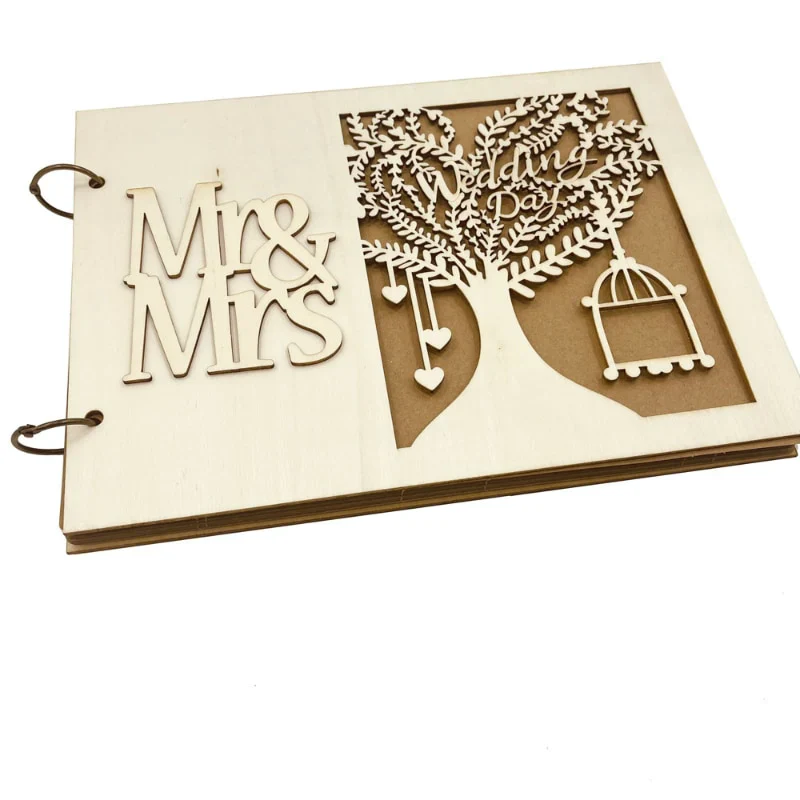 HULIANFU New Wooden Wedding Guestbook Reception Book Sign-in Book Personalized Mr. and Mrs. Photo Frame Wedding Decoration Supplies - Deanwangkt