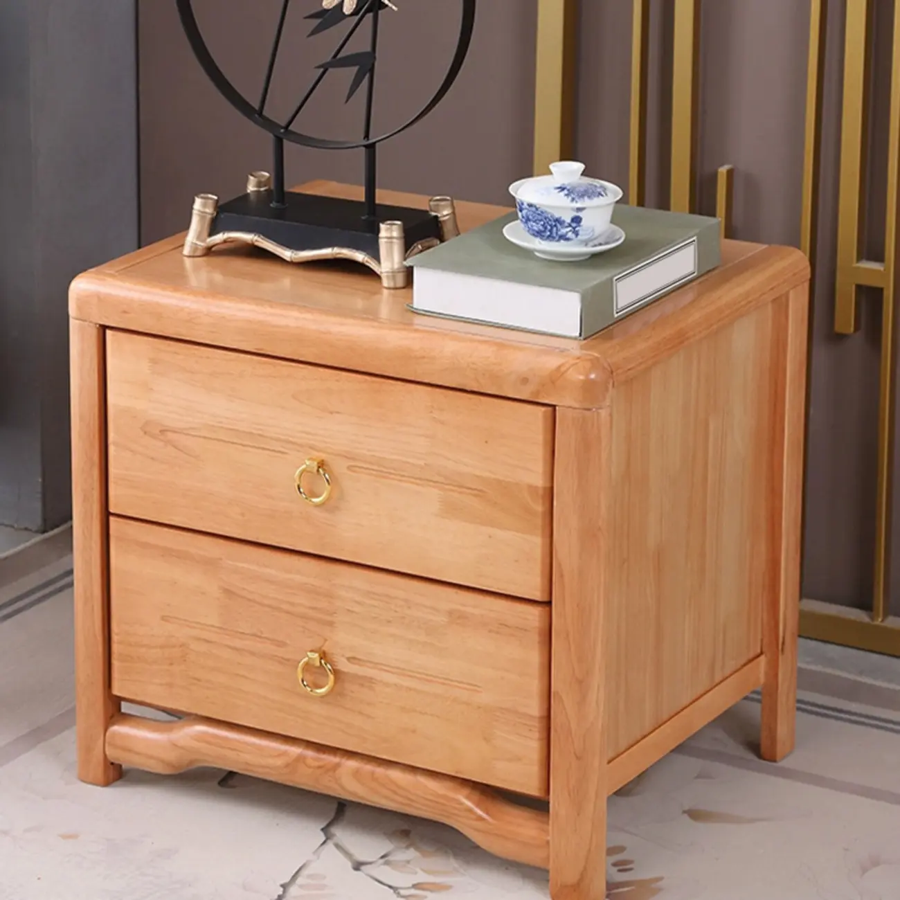 Bedroom Black Wooden 2-Drawer Narrow Nightstand