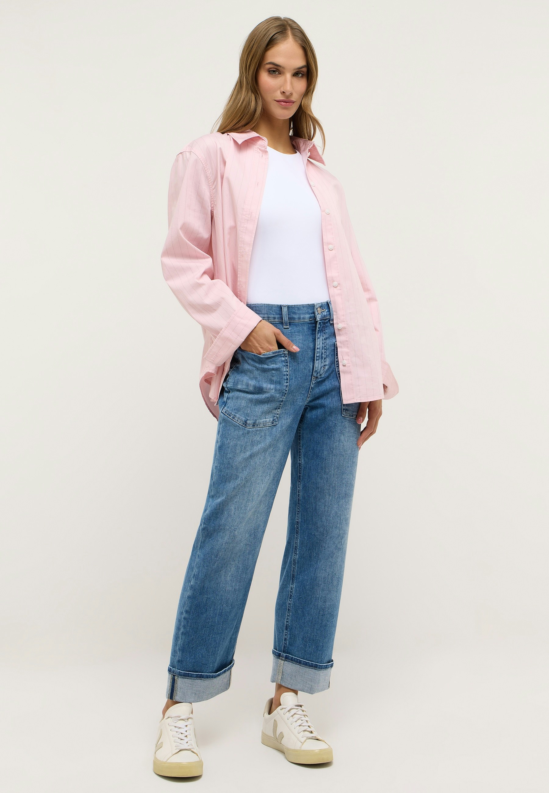 Jeans Damen Relaxed Fit – Turn Up mit verkürztem Bein | Angels