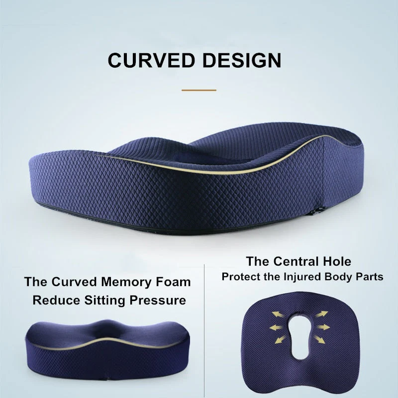 HULIANFU Memory Foam Seat Cushion Orthopedic Pillow Coccyx Office Chair Cushion Car Seat Pillow Wheelchair Massage Vertebrae Seat Pad - Deanwangkt