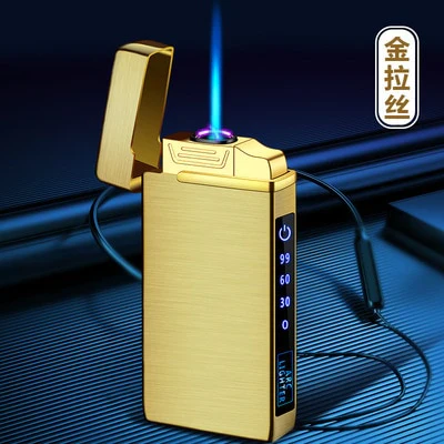 HULIANFU New Windproof Metal Dual Plasma Arc Lighter Jet USB Torch Lighter Gas Electric Butane Chargeable Pipe Cigar Lighter Gadgets - Deanwangkt
