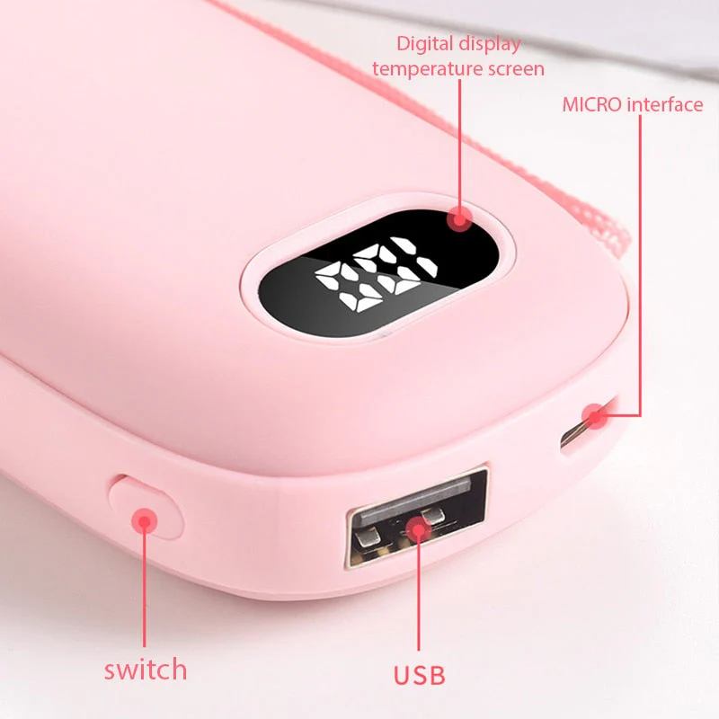 HULIANFU Portable USB Heater Rechargeable Electric Hand Warmer In Winter Double-Sided Heating Mini Mobile Power Supply Handwarmer 2 In 1 - Deanwangkt