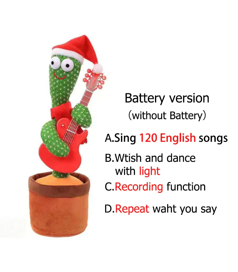 HULIANFU New Electronic Dancing Cactus Singing Dancing Decoration Gift for Kids Funny Early Education Toys Knitted Fabric Plush Toys - Deanwangkt