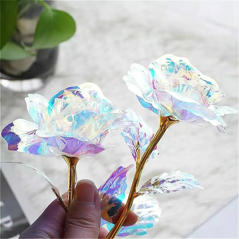 HULIANFU Valentine's Day Creative Gift 24k Aluminum Foil Rose Gold Rose Lasting Eternal Love Wedding Decoration home Decor Lighting Rose - Deanwangkt