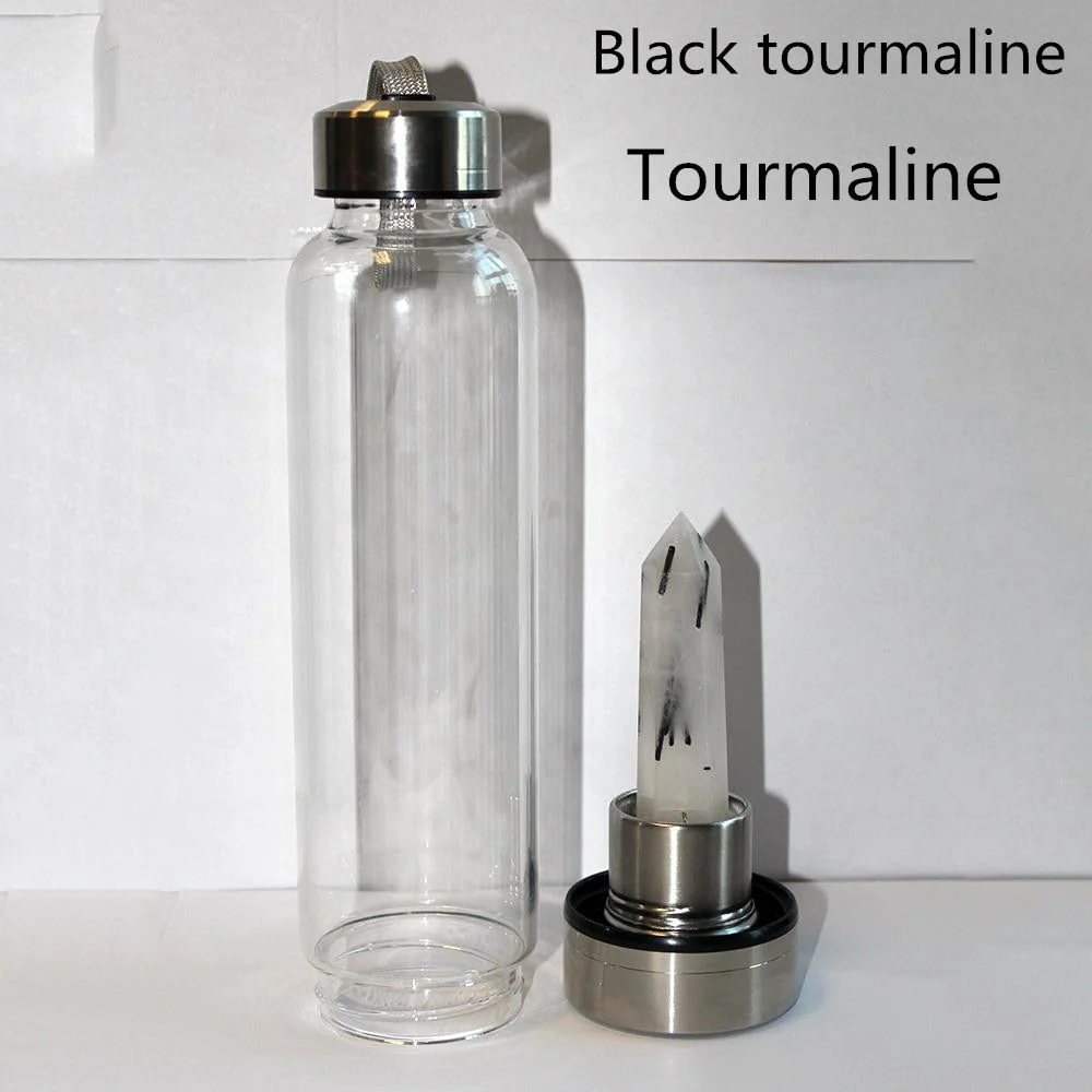 HULIANFU water bottle Drop Shipping Natural Crystal Point Healing Obelisk Wand Elixir Quartz Crystal Water Bottle To wand heals energy st - Deanwangkt