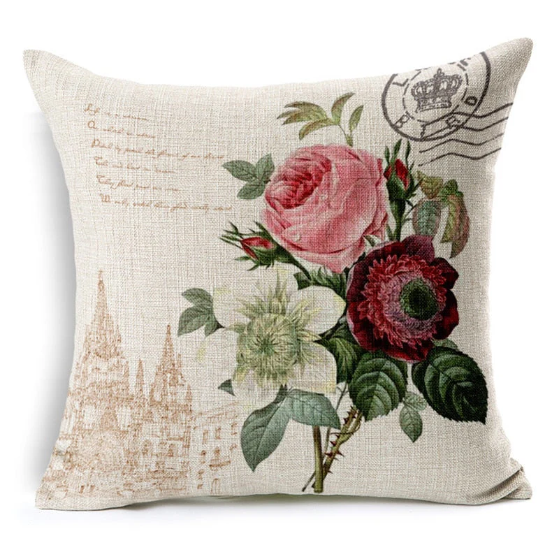 HULIANFU Retro Colorful Flowers Pillows Floral Cushion Pillowcase for Home Decorative Decoration Sofa Cushions Customized - Deanwangkt