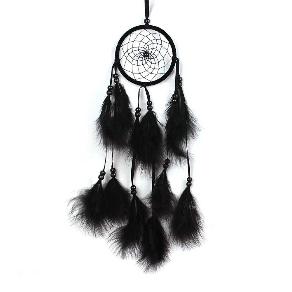 HULIANFU New Indian Style Dreamcatcher Moon Handmade Wind Chimes Wall Ornament Girls Room Decoration Feather Dream Catcher - Deanwangkt