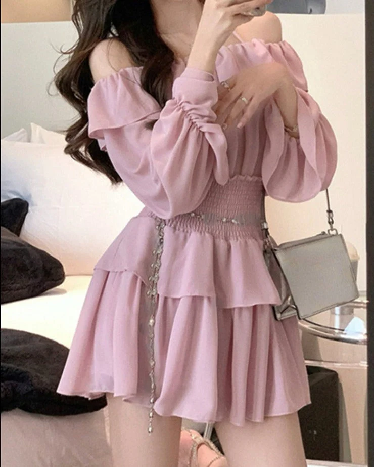 Hulianfu Two Piece Sets Womens Outifits 2026  New Fashion Casual Long Sleeve Chiffon Tops Chic Solid High Waisted Mini Skirt Sets - Deanwangkt