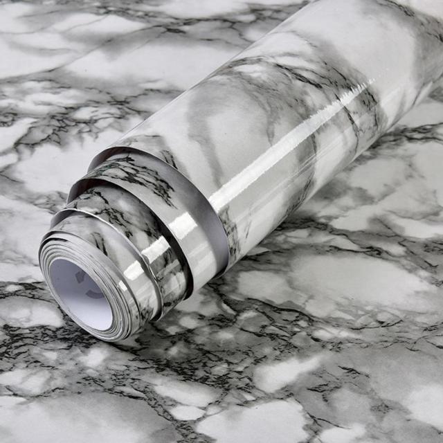 HULIANFU Wokhome Self Adhesive PVC Waterproof Oil-Proof Marble Wallpaper Contact Paper Wall Bathroom Kitchen Furniture Renovation Sticker - Deanwangkt