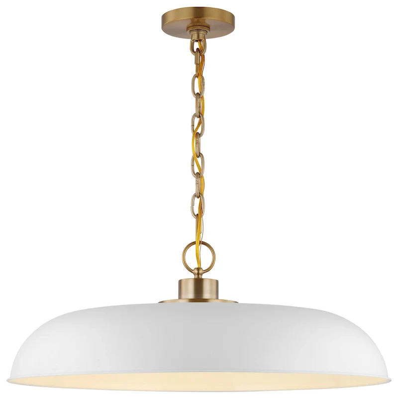 Colony 1 Light Large Pendant Matte White with Burnished Brass