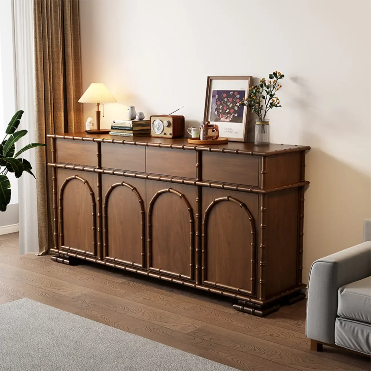 Modern Brown Wooden Sideboard with Storage