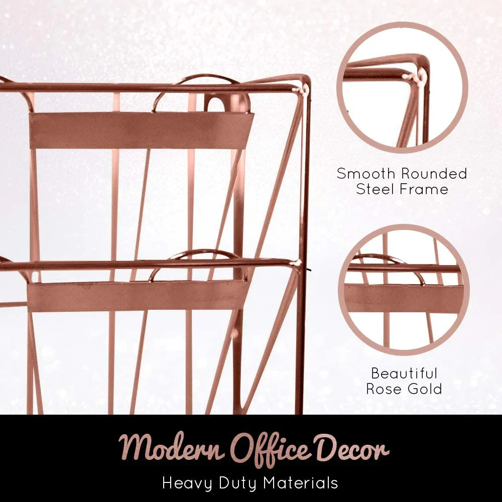 HULIANFU Nordic Rose Gold Wall Magazine Rack Bookshelf Hanging Bookend Decor Furniture For Home Desktop Children Bookcases Book Cabinet - Deanwangkt